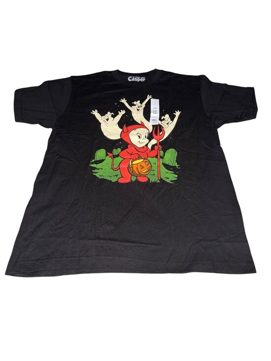 Casper Tops - Casper The Friendly Ghost Halloween Black Tee With Devil Costume Graphic Large L